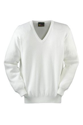 V-Neck Pullover in 50% Cotton-50% Acrylic
