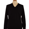 Wool Acrylic V Neck Sweater with Raglan sleeves in Black