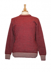 Lerwick Fisherman's Knit Pullover in Red